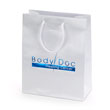 White hi gloss laminated paper shopping bags hot stamped with 1 color