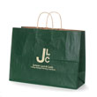 Forest green matte kraft tinted paper shopper hot stamped with 1 color
