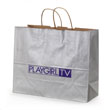 Silver metallic kraft tinted paper shopping bag printed with 1 color on 1 side
