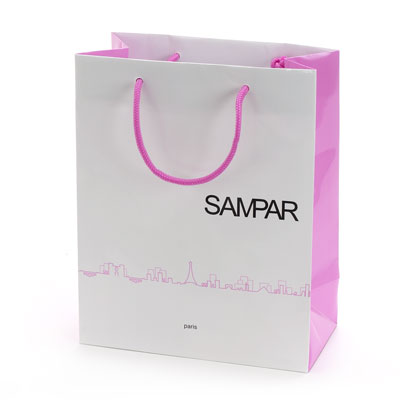 Laminated Paper Bags on White Hi Gloss Laminated Paper Shopping Bags Printed With 2 Colors